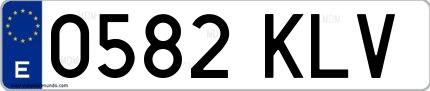 Ejemplo de matrícula española 0582 KLV