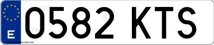 Ejemplo de matrícula española 0582 KTS