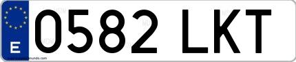 Ejemplo de matrícula española 0582 LKT