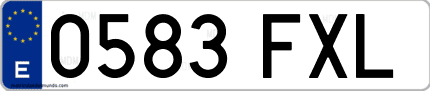 Ejemplo de matrícula de coche ordinaria 0583 FXL