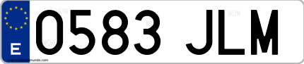 Ejemplo de matrícula de coche ordinaria 0583 JLM