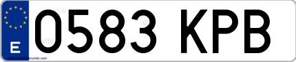 Ejemplo de matrícula española 0583 KPB