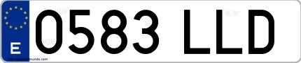 Ejemplo de matrícula española 0583 LLD
