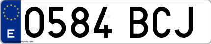 Ejemplo de matrícula de coche ordinaria 0584 BCJ