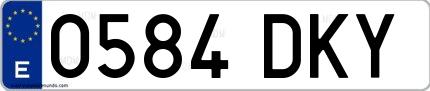 Ejemplo de matrícula española 0584 DKY