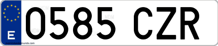 Ejemplo de matrícula de coche ordinaria 0585 CZR