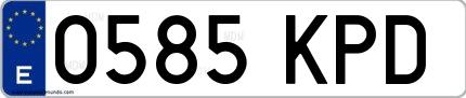 Ejemplo de matrícula española 0585 KPD