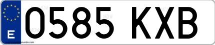 Ejemplo de matrícula española 0585 KXB
