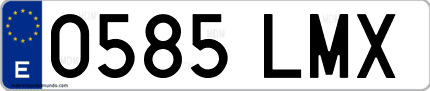 Ejemplo de matrícula de coche ordinaria 0585 LMX