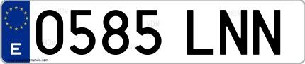 Ejemplo de matrícula española 0585 LNN