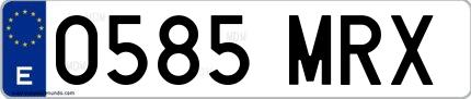 Ejemplo de matrícula española 0585 MRX