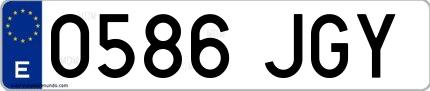 Ejemplo de matrícula española 0586 JGY