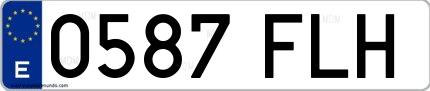 Ejemplo de matrícula española 0587 FLH