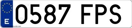Ejemplo de matrícula española 0587 FPS