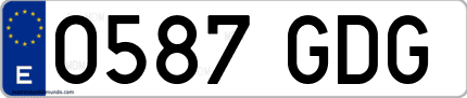 Ejemplo de matrícula de coche ordinaria 0587 GDG