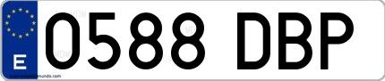 Ejemplo de matrícula española 0588 DBP