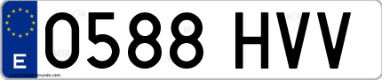 Ejemplo de matrícula de coche ordinaria 0588 HVV