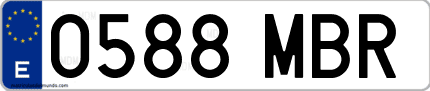 Ejemplo de matrícula de coche ordinaria 0588 MBR