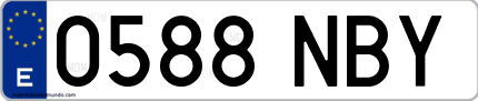 Ejemplo de matrícula de coche ordinaria 0588 NBY