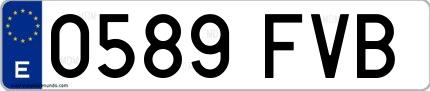 Ejemplo de matrícula española 0589 FVB