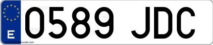 Ejemplo de matrícula española 0589 JDC