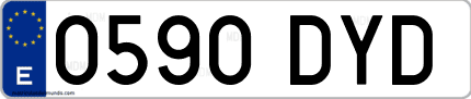 Ejemplo de matrícula de coche ordinaria 0590 DYD