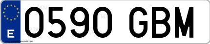 Ejemplo de matrícula española 0590 GBM