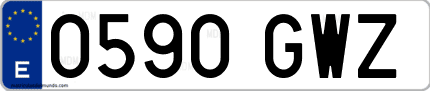 Ejemplo de matrícula de coche ordinaria 0590 GWZ