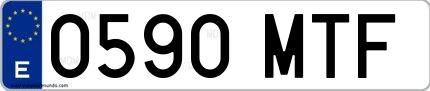 Ejemplo de matrícula española 0590 MTF