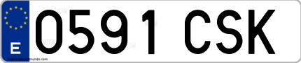 Ejemplo de matrícula de coche ordinaria 0591 CSK