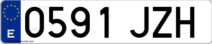 Ejemplo de matrícula española 0591 JZH