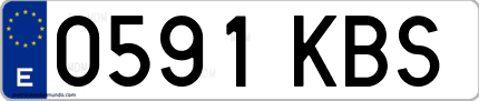 Ejemplo de matrícula de coche ordinaria 0591 KBS