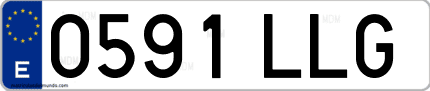 Ejemplo de matrícula de coche ordinaria 0591 LLG