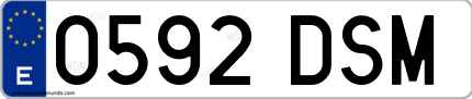 Ejemplo de matrícula de coche ordinaria 0592 DSM