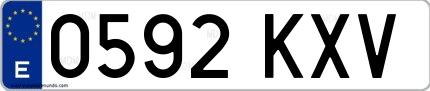Ejemplo de matrícula española 0592 KXV