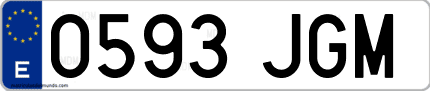 Ejemplo de matrícula de coche ordinaria 0593 JGM