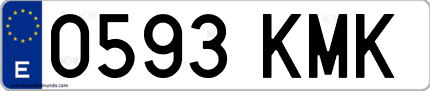 Ejemplo de matrícula de coche ordinaria 0593 KMK