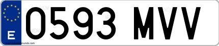 Ejemplo de matrícula española 0593 MVV