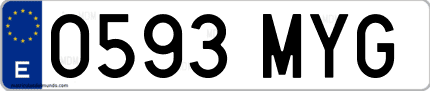 Ejemplo de matrícula de coche ordinaria 0593 MYG