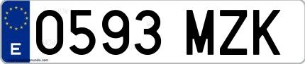 Ejemplo de matrícula española 0593 MZK