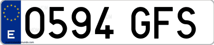 Ejemplo de matrícula de coche ordinaria 0594 GFS
