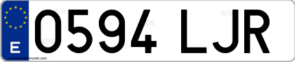 Ejemplo de matrícula de coche ordinaria 0594 LJR