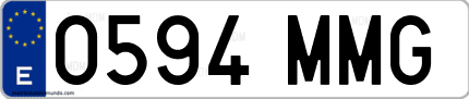 Ejemplo de matrícula de coche ordinaria 0594 MMG