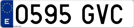 Ejemplo de matrícula española 0595 GVC