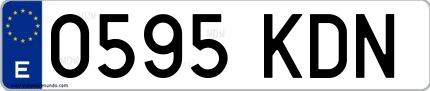 Ejemplo de matrícula española 0595 KDN