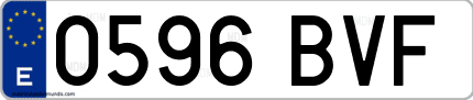 Ejemplo de matrícula de coche ordinaria 0596 BVF