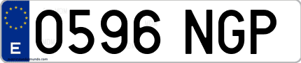 Ejemplo de matrícula de coche ordinaria 0596 NGP