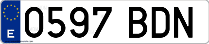 Ejemplo de matrícula de coche ordinaria 0597 BDN
