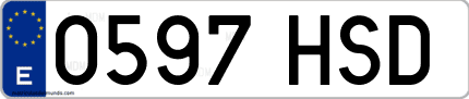 Ejemplo de matrícula de coche ordinaria 0597 HSD