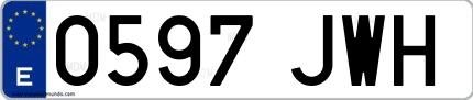 Ejemplo de matrícula española 0597 JWH